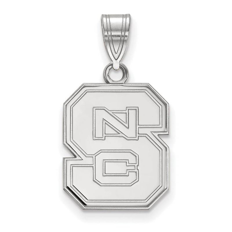 10k White Gold North Carolina State Medium 'Ncs' Pendant